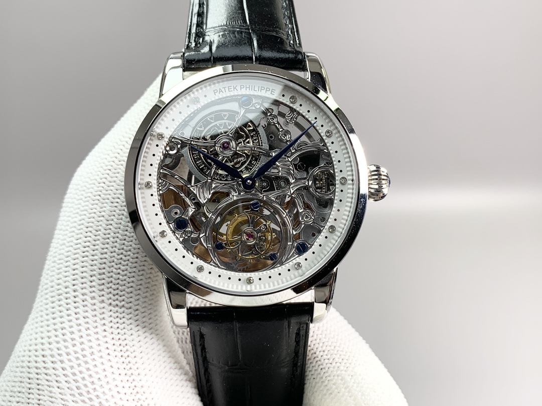 New product, PPL shocking! Patek Philippe fully automatic true tourbillon skeleton carved top watch! 