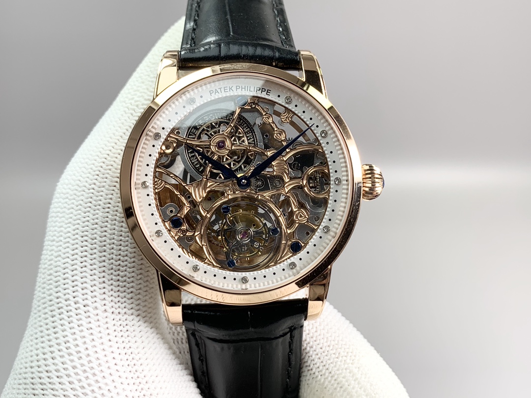 New product, PPL shocking! Patek Philippe fully automatic true tourbillon skeleton carved top watch!